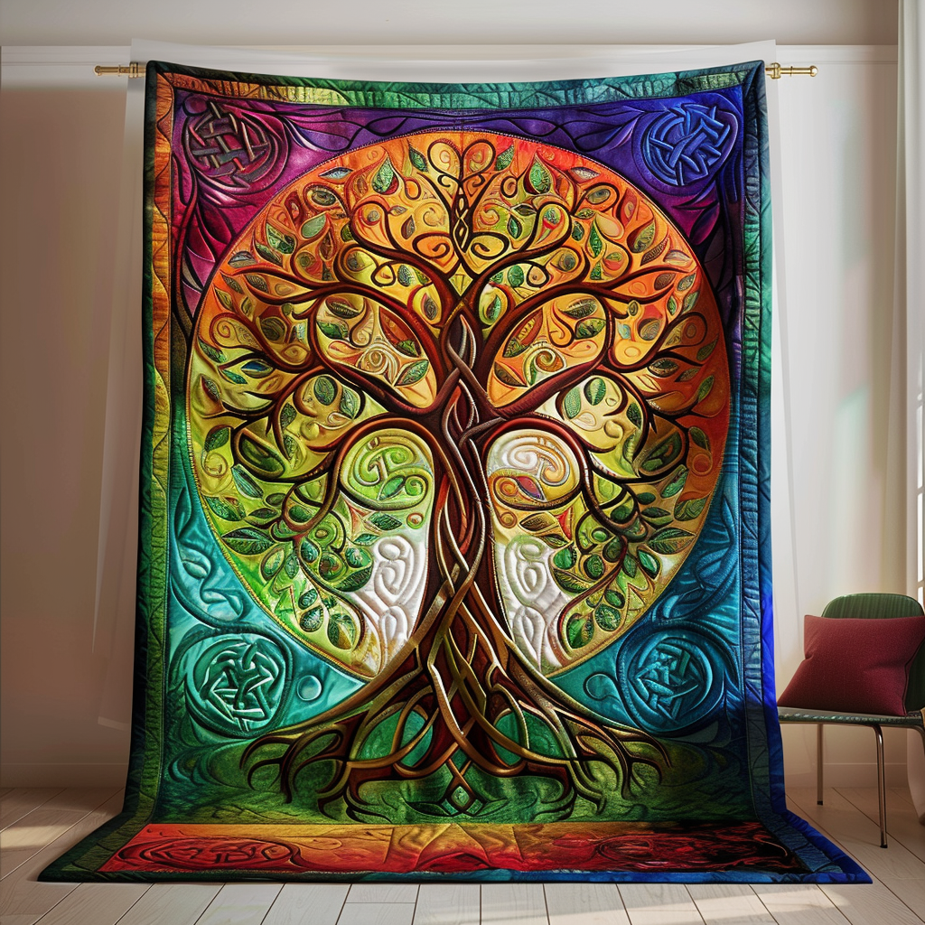 Majestic Tree of Life Quilted Blanket