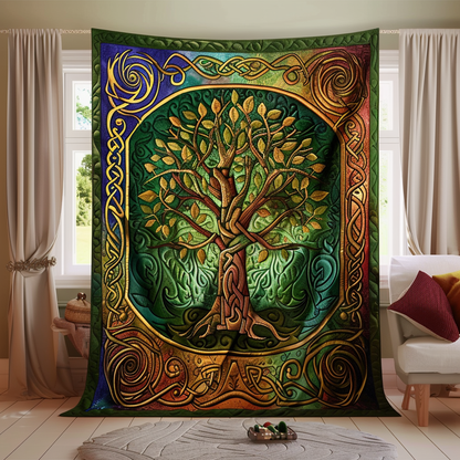 Celtic Heritage Tree of Life Quilted Blanket