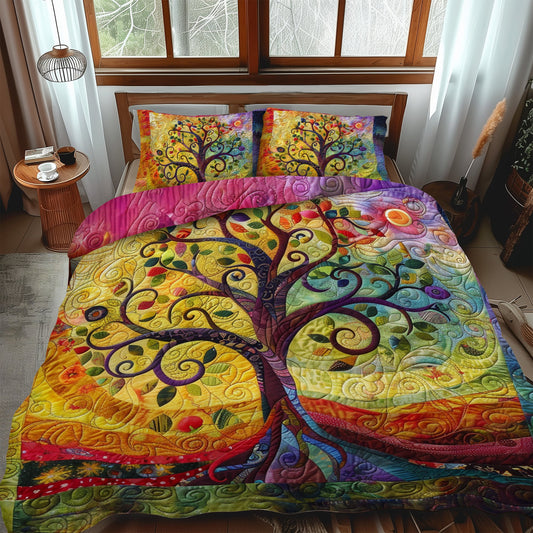 Colorburst Tree of Life 3-Piece Quilted Bedding Set