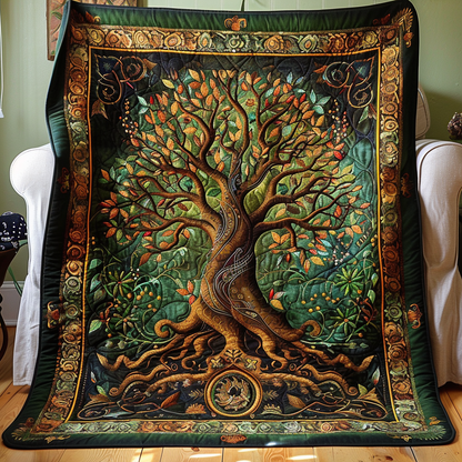 Artisan Celtic Knot Tree of Life Quilted Blanket