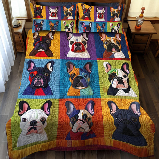 French Bulldog Art 3-Piece Quilted Bedding Set