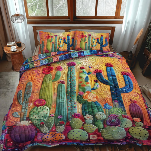 Flora Cactus 3-Piece Quilted Bedding Set