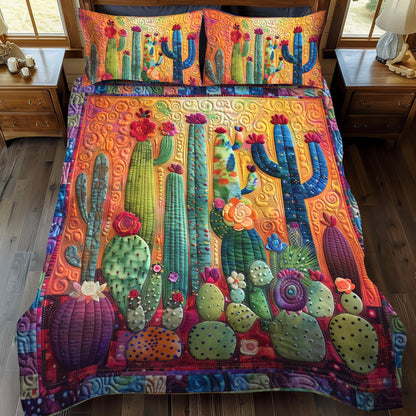 Flora Cactus 3-Piece Quilted Bedding Set