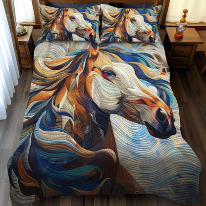 Artistic Horse 3-Piece Quilted Bedding Set