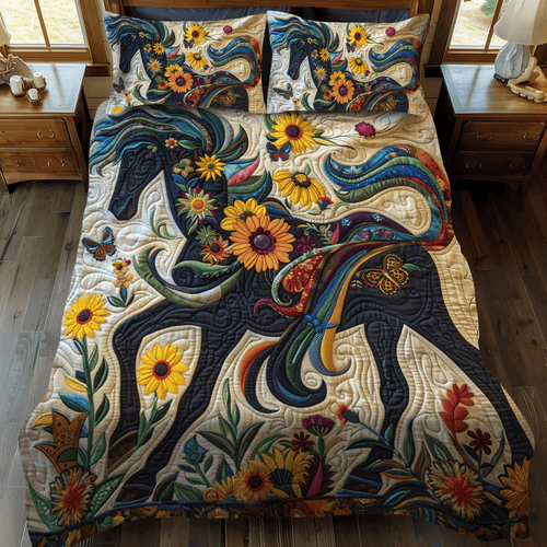 Vivid Horse 3-Piece Quilted Bedding Set