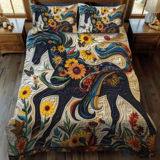 Vivid Horse 3-Piece Quilted Bedding Set