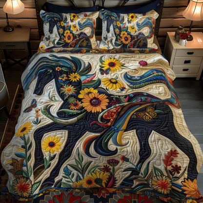 Vivid Horse 3-Piece Quilted Bedding Set