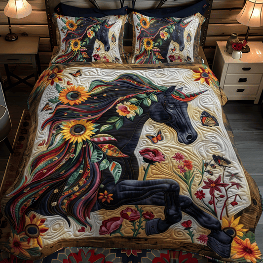 Artistic Mystical Steeds 3-Piece Quilted Bedding Set