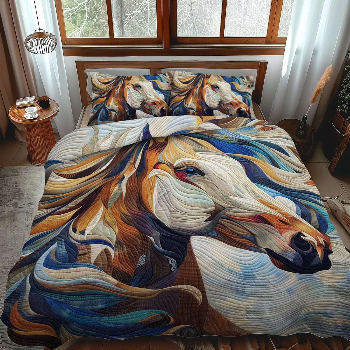 Artistic Horse 3-Piece Quilted Bedding Set