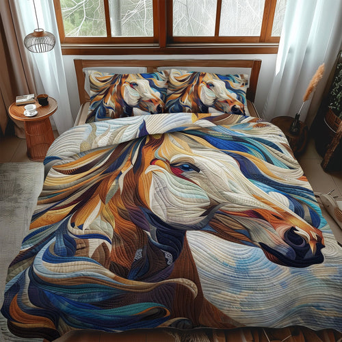 Artistic Horse 3-Piece Quilted Bedding Set