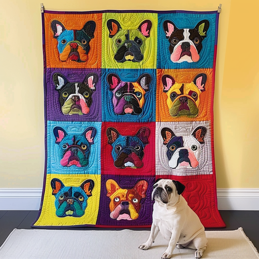 Frenchie Fanatic Quilted Blanket