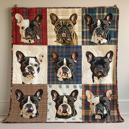 French Bulldog Patterned Quilted Blanket