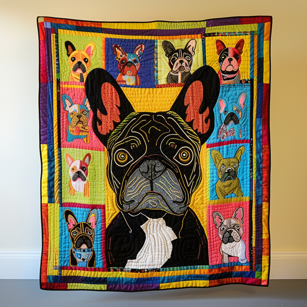 French Bulldog Art Quilted Blanket