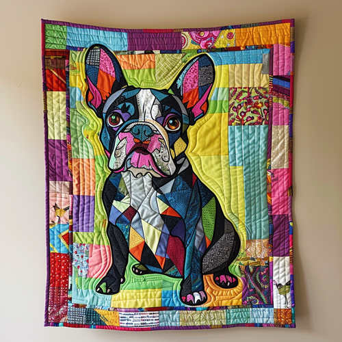 Whimsical French Bulldog Quilted Blanket