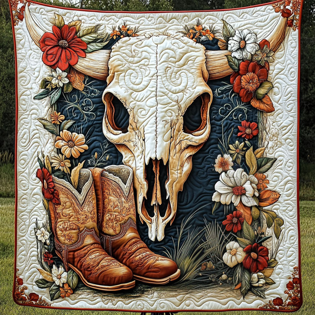 wildflowers Skull Quilted Blanket